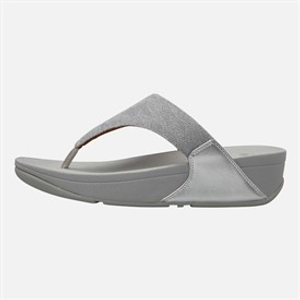 FitFlop Womens Lulu Glitz Toe Post Sandals Silver
