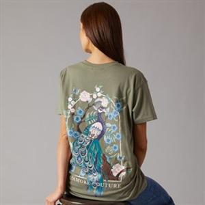 L'amore Couture Womens Peacock T-Shirt Green