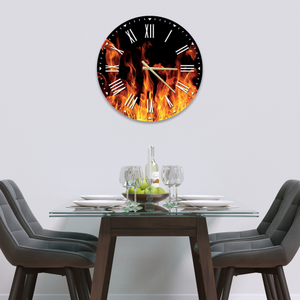 Glass Clock in Real Flames - 70cm Wide