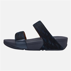 FitFlop Womens Lulu Glitz Sliders Midnight Navy