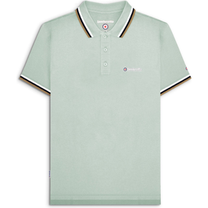 Lambretta Mens Triple Tipped Retro Polo Shirt - XL / Pale Aqua/White/Sapphire/Cashew