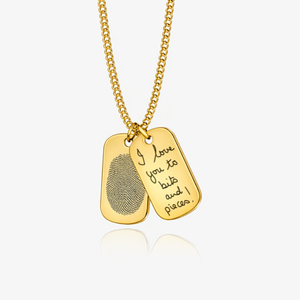 Gold Double Tag Fingerprint Necklace