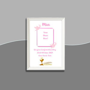 Personalised Pink Dove Confirmation Photo Frame