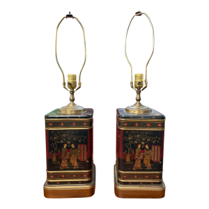 1970s Tea Caddy Lamps a Pair Chinoisierie Vintage