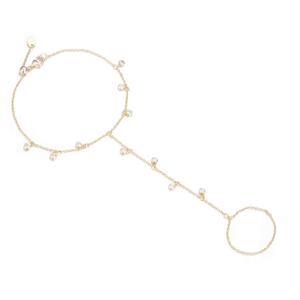 Rain Drop Hand Chain Bracelet With Crystals (7")