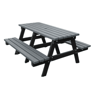 STANDARD PICNIC TABLE - 780 X 440 X 1500  X 1460-Black Legs/Undercarriages-GREY
