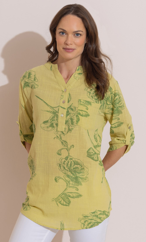 Printed Textured Cotton Top - Pistachio