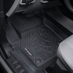 GMC Sierra Floor Mats - Custom-Fit, All-Weather, Odorless, Non-Slip - Rear Lockbox Storage / Full Set / Bucket Seats