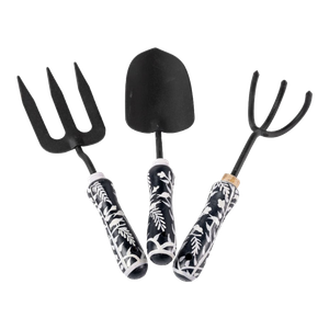 Navy Chinoiserie Gardening Tools, 3-Piece Set