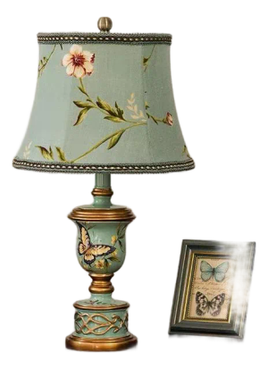 Light French Blue Butterfly Carved Table Lamp
