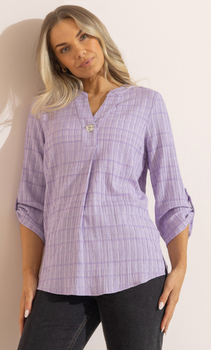 Crinkle Check Top - Lilac