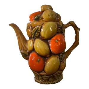 1960s Majolica Citrus Chic Teapot