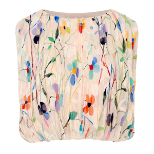 Splendour & Sass White Pastel Floral Cropped Falls Top (XS)