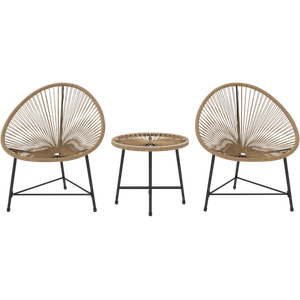 OutSunny Garden Furniture Set Steel, PE Rattan Brown Outdoor 3 Pieces