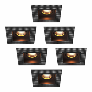 6x Spot Encastrable LED - Dimmable - Sans bordure - Noir - 3W - 2700K - 345 Lumens - 130x130 mm