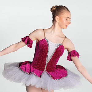 1st Position Embossed Velour Tutu with Glitter Net Top Skirt