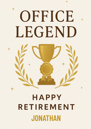 Golden Trophy Office Legend Retirement Card