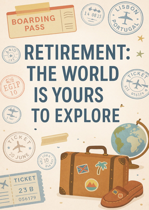 Illustrated Travel Themed Retirement Card