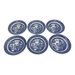 Vintage Blue Willow Churchill Bowls Made in Staffordshire England- a Set of 6