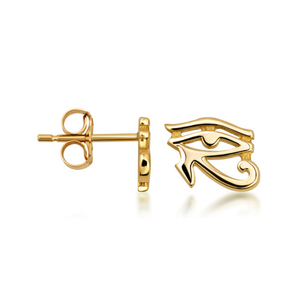 10K/14K Yellow Gold Eye of Horus Stud Earrings