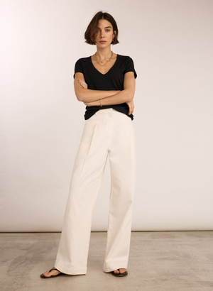Teresa Organic Cotton Wide Leg Trousers - UK 12 | EU 38 | US 08 / Soft White