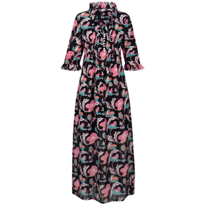Cotton Annabel Maxi Dress In Black Magic (XXXL)