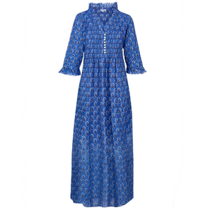 Cotton Annabel Maxi Dress In Provencal Blue (L)