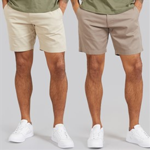 Avant Garde Mens Allard Two Pack Chino Shorts Mink/Stone