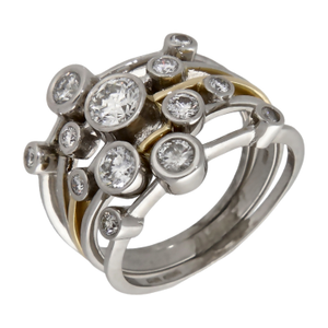 Pre-Owned Platinum & Gold 1.45ct Diamond Bubble 3 Ring Set