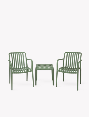 Edgeworth Armchair & Side Table Set - Plastic, Forest Green