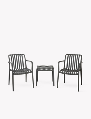 Edgeworth Armchair & Side Table Set - Plastic, Carbon