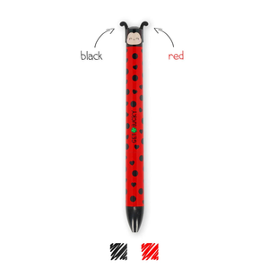 Legami Click&Clack - Ladybug/Ladybird - Two-Colour Ballpoint Pen