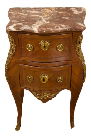 1940s French Louis XV Style Marquetry Nightstand
