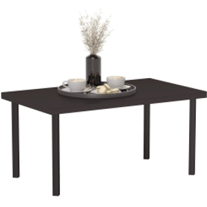 Outsunny Metal Garden Coffee Table, Rectangular Outdoor Side Table with Woodgrain Tabletop, Foot Pads for Outside, Garden, Balcony, Porch, 95 x 55 x 46cm, Brown