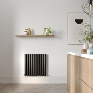 Milano Aruba Ayre - Aluminium Black Horizontal Designer Radiator - 600mm x 600mm (Double Panel)