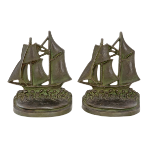 Pair of Ocean Voyage Bradley and Hubbard Ship Bookends Circa 1927