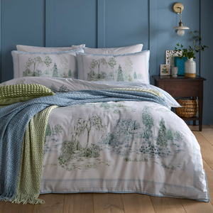 Appletree Willow Tree Scene Duvet Cover Bedding Set Blue
