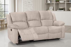 Fabric Beige 3 Seater Recliner Sofa VARESA