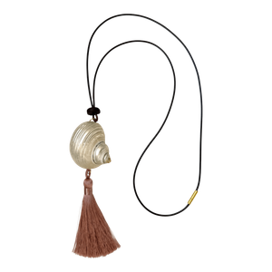 Celine Shell & Tassle Necklace - Brown/ Pink (one size)