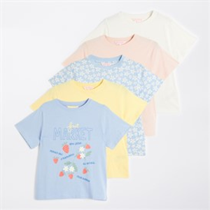 Board Angels Girls Flower Market Five Pack T-Shirts Multi