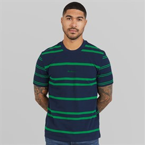 Ben Sherman Mens Mixed Stripe T-Shirt Dark Navy