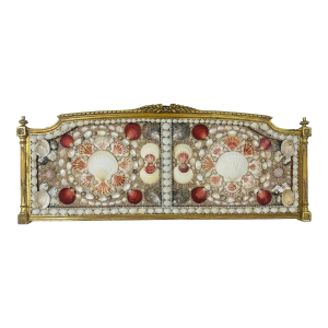 Antique Italian Gilded Headboard With Shell Inlay