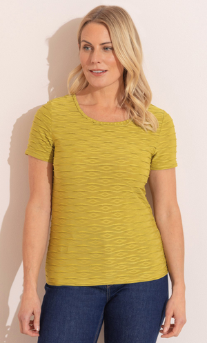 Anna Rose Diamond Wave Shimmer Top - Olive