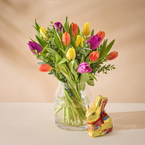 Mixed Tulips and Lindt Bunny 100g Gift Set