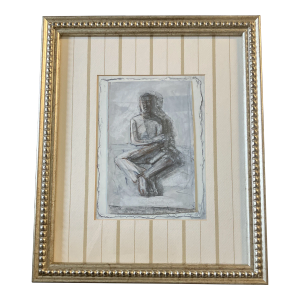 1970’s Original Gouache Abstract Male Painting Framed