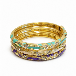 Pastel Enamel Crystal Detail Bangles (one size)