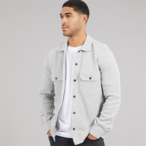 THREADBARE Mens Relay Long Sleeve Shacket Light Grey Marl