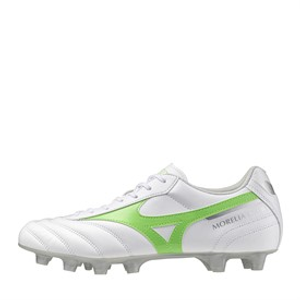 Mizuno Mens Morelia II Club FG Firm Ground Football Boots White/Neon Green/Galaxy Silver