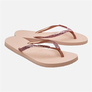 Havaianas Womens Slim Glitter Ii Flip Flops Ballet Rose/Golden Blush