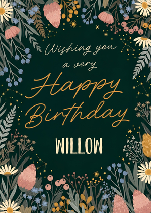Floral Wishing You A Very Happy Birthday Card